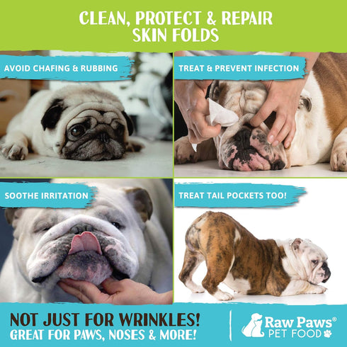 Raw Paws 4-Ounce Wrinkle & Skin Balm for Dogs, Natural Paste for Bulldogs, Dog Cream for Skin Fold Care
