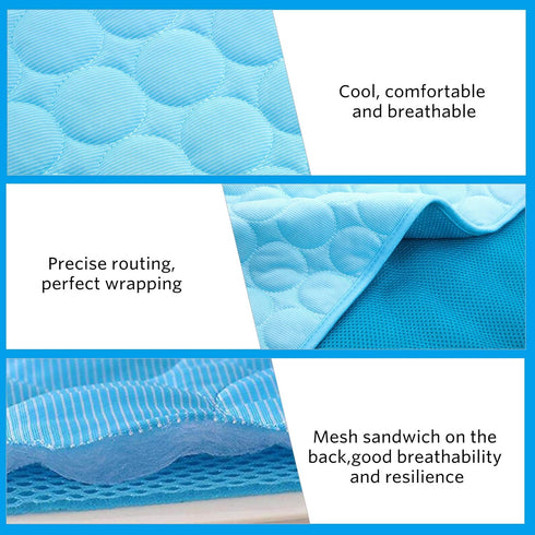 Pet Cooling Mat for Dogs, Dog Cooling Pad for Kennels, Crates, Cars, Indoor & Outdoor Ice Silk Mat (Blue, XL 40"x28")