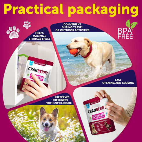 70 Dog UT Treats - Cranberry Chews for Dogs - Urinary Tract & Bladder Support Supplement with Natural Cranberry Extract