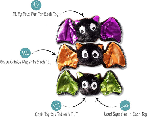 Fringe Studio Mini Dog Toy Set, Bats Bats Bats, Set of 3