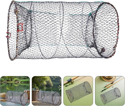3pcs Abaodam Foldable Fishing Net Basket with Nylon Mesh, Minnow Trap Cage for Crawfish, Crab, Shrimp Portable