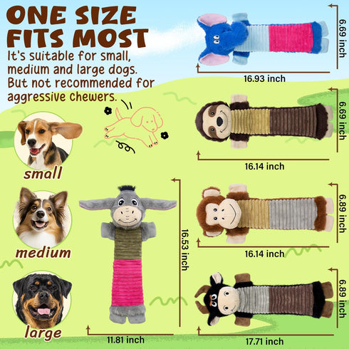 MeetYooo 5 Pack No Stuffing Dog Squeaky Toys, Dog Chew with Crinkle and Squeaker, Cute Animal Plush to Keep Them Busy