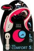Flexi New Comfort Tape Retractable Dog Leash, Grey & Red, Large, 5m for Dogs up to 60kgs/132lbs