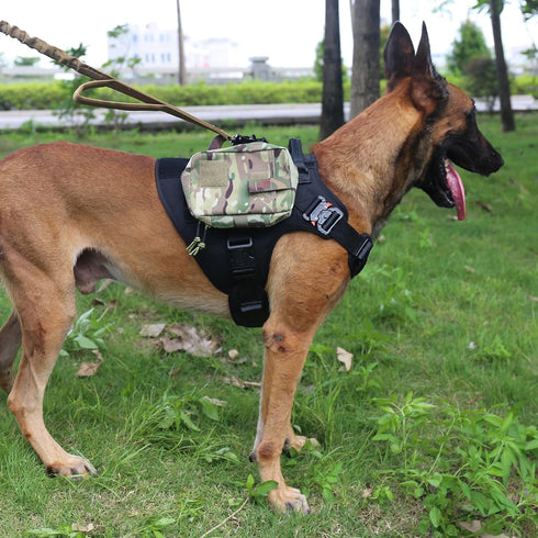 ICEFANG Tactical Dog Harness, Large Size, 2X Metal Buckle, Working Dog MOLLE Vest with Handle and No Pull Clip