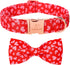 Valentine's Day Dog Collar with Bow Tie, Adjustable Pink Red Love Collar for Small Medium Large Boy & Girl Dogs, L-Neck