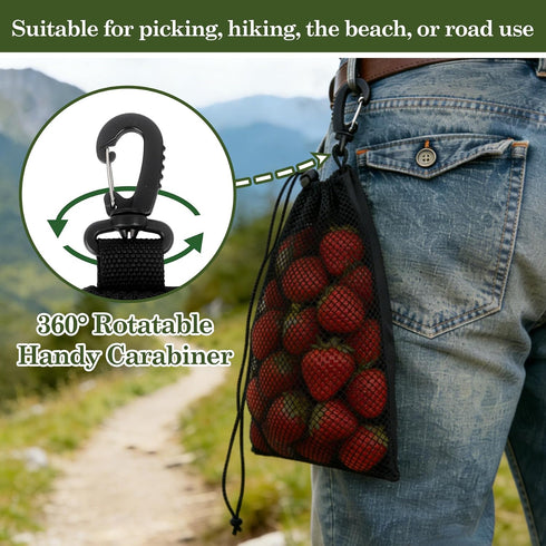 Klmnop 5 Pack Mesh Mushroom Foraging Bags with Clip, Drawstring Toggle Closure Mushroom & Rock Collecting Pouch