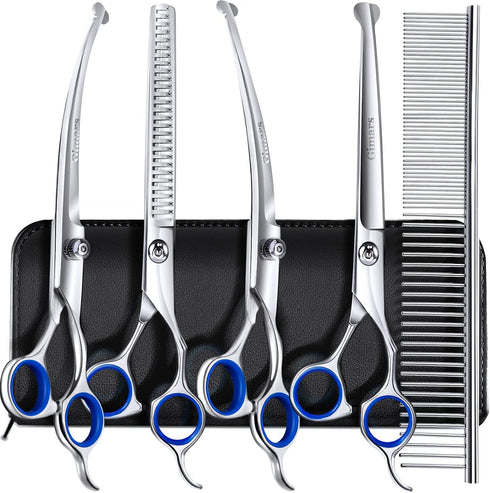 Gimars 7.0in Professional 4CR Stainless Steel Safety Round Tip Dog Grooming Scissors for Pets