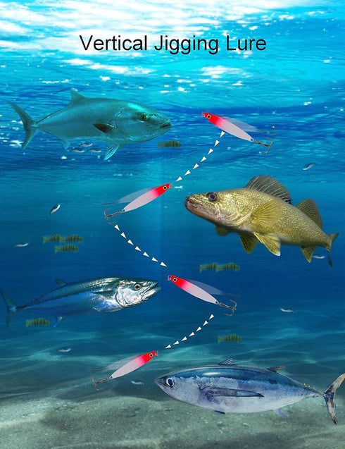 Saltwater Fishing Jigs, 6pcs Vertical Flat Jigging Lure for Tuna, Amberjack, Kingfish, and Snapper Fishing
