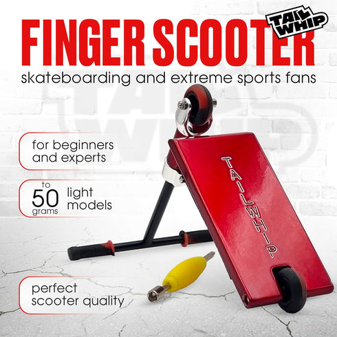 TAILWHIP Finger Scooter Metal, Durable Mini Scooter for Incredible Tricks, Compatible with Tech Deck Fingerboards