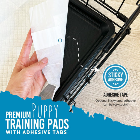 Premium Puppy Pee Pads with Adhesive Sticky Tape - 24x24 Large Dog Training Wee Pads, 100-Count, White