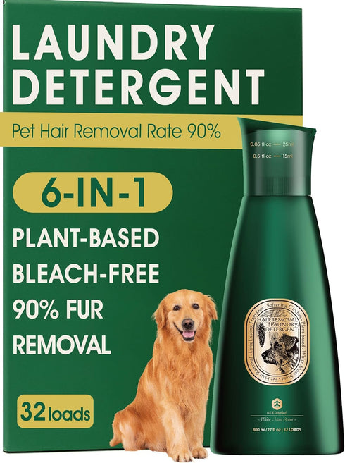 Pet Hair Remover for Laundry, 6-in-1 Dog Laundry Detergent Concentrate (Non-Dissolving), Repels