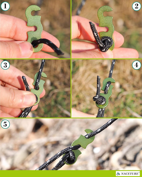 Rope Tensioner (10 Pack), Aluminum Alloy Camping Tent Guyline Cord Adjuster for Camping, Hiking, Backpacking Gear