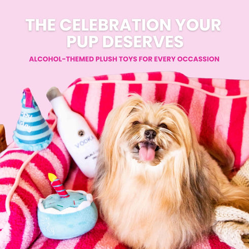 Plush Champagne Glasses Dog Toy, Birthday Gift, Holiday Party Favor (2 Pack: Champagne Glasses)