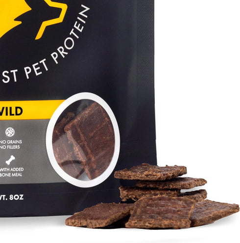Venison Jerky Dog Treats, Grain Free, All Natural, No Fillers - Nature's Purest Dog Treats - 8 oz Bag (2 Pack)