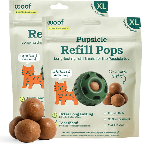 WOOF Pupsicle Refill Pops, Delicious Long Lasting Dog Treats, Natural Ingredients, Low-Mess Chicken Treats