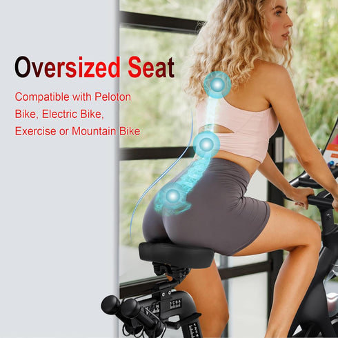 Oversized Bike Seat for Peloton Bike & Bike+ | Wide Saddle Replacement for Exercise or Road Bikes, Cushion for Men &
