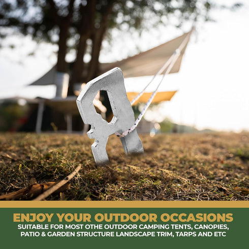 Heavy Duty Camping Tent Stakes, Metal Tarp Spikes and Inflatable Tent Pole Pins (6 Pack)
