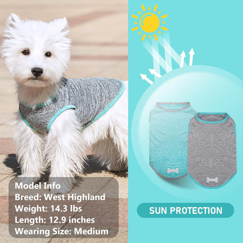 KYEESE 2 Pack Dog Shirts, Sun Protection Quick Dry Soft Stretchy T-Shirts with Reflective Label for Small Medium Dogs,