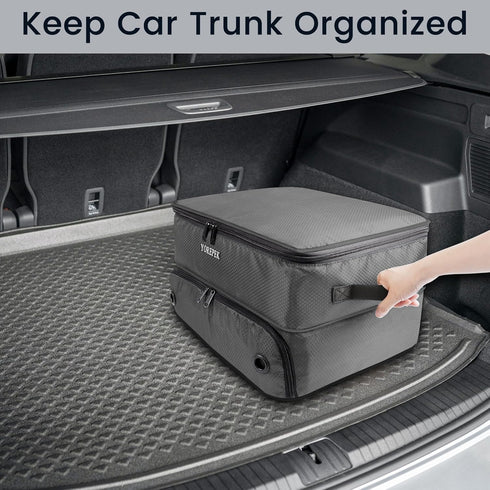 YOREPEK 2 Layer Waterproof Golf Trunk Organizer, Car Locker with Ventilated Compartment for 2 Pair Shoes