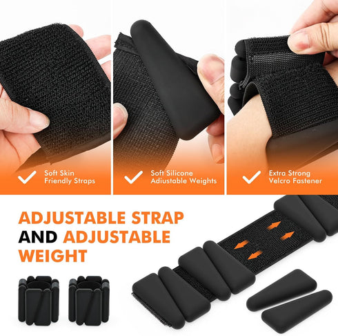 Wrist Weights, Adjustable Ankle Weights for Home Gym Workout, Set of 2 (1LB Each) for Running & Strength Training