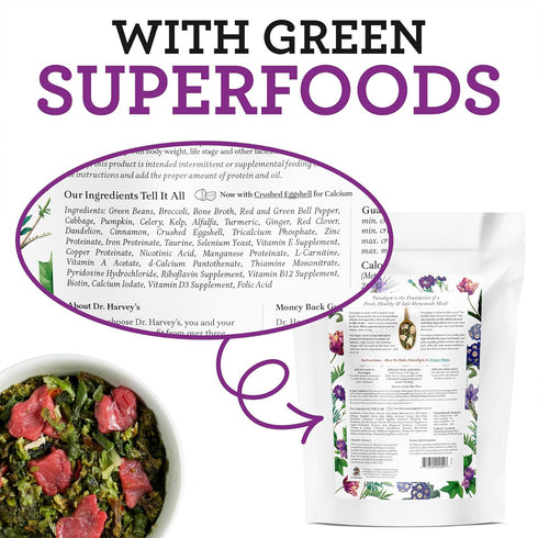 Dr. Harvey's Paradigm Green Superfood Dog Food, Human Grade Dehydrated Grain Free Base Mix for Dogs, 5.5 oz Trial Size