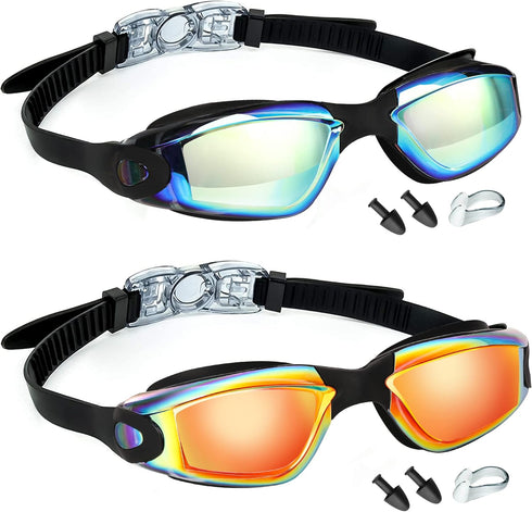 Swim Goggles, 2 Pack Anti Fog No Leaking Swimming Goggles for Adult Women Men Youth