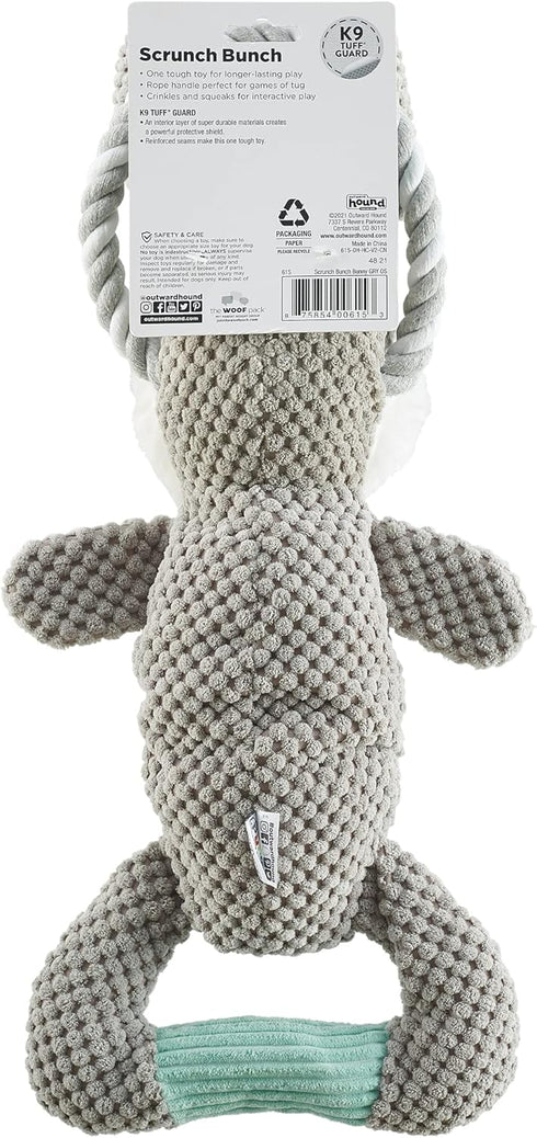 Outward Hound Scrunch Bunch Bunny - Interactive Plush Squeaky Dog Tug Toy