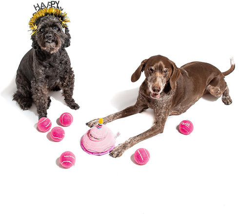 Midlee 2 Layer Birthday Cake Dog Toy - 7" Tall, Pink