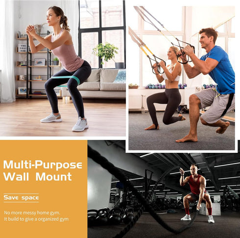 FizLig Gym Equipment Storage Rack - Multi-Purpose Home Gym Organization Storage Wall Mount for Resistance Bands, Jump