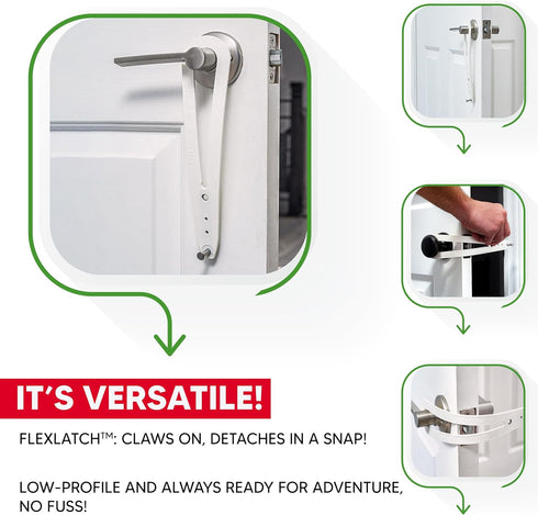 Bright White Cat Door Holder Latch - Fast Install Flex Latch Strap, Keeps Dogs Out of Litter & Food