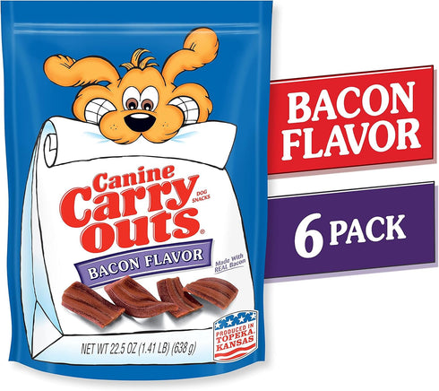 Canine Carry Outs Bacon Flavor Dog Treats, 22.5 Ounce Bag (Pack of 6)