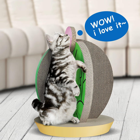 FluffyDream Cactus Shape Cat Condo Scratcher Post, Green Colour, Cardboard Scratching House Bed Furniture Protector