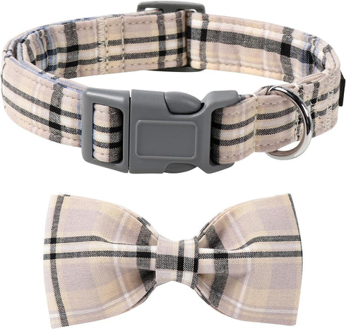Lionet Paws Dog and Cat Collar with Bowtie, Adjustable Grid Collar for Small Medium Large Dogs