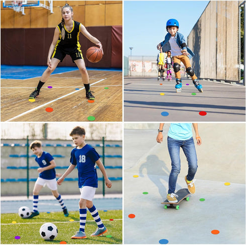 ZIECE 4inch 24/36/60 Poly Spot Markers Poly Spots for Gym Floor, Pcs Flat Cones Non-Slip Rubber Floor Dots Agility