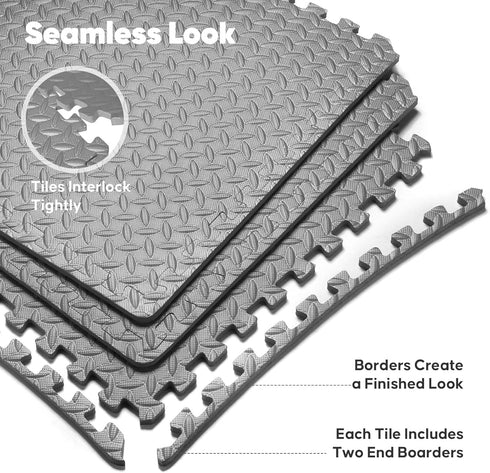 24 24 12 12 Pack, 48 Home Gym Mat, Puzzle Exercise Mat, EVA Interlocking Foam Floor Tiles for Home Workout Equipment