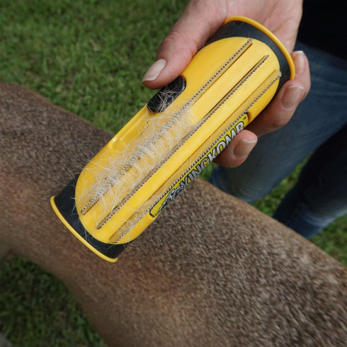 King Kanine Pet Grooming Brush - Self Cleaning Deshedding Tool for Dogs, Cats & Horses, Medium & Large
