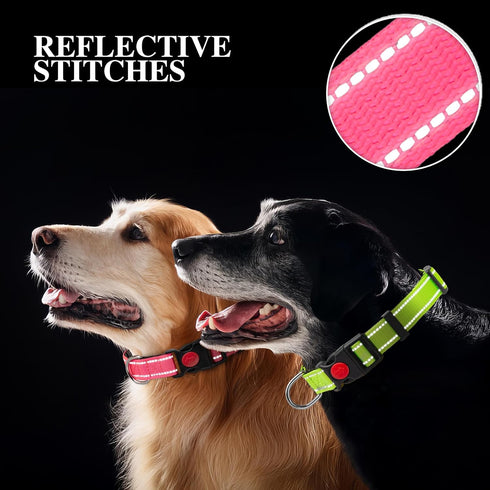 2 Pack Reflective Dog Collar for Small Dogs, Nylon Durable Soft Padded Neoprene Collars for Medium Puppy Extra Large