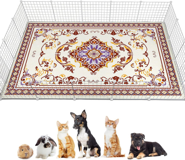 Glittme Rabbit Cage Liners 91"x 63"Reusable and Washable Bunny Mats Super Absorbent