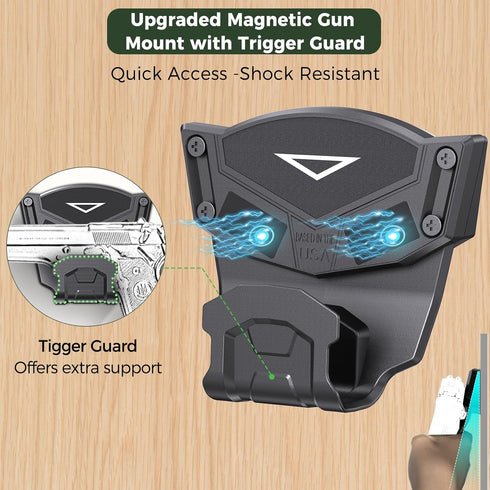 Magnetic Gun Mount with Trigger Guard Protection,Gun Magnet Mount for Most Guns | Indoor Gun Racks| Gun Holder Holster