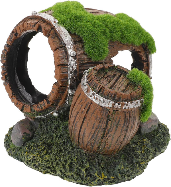 Aquarium Shrimp Hideout Cave Hollow Barrel Resin Fish Tank Decoration Shelter for