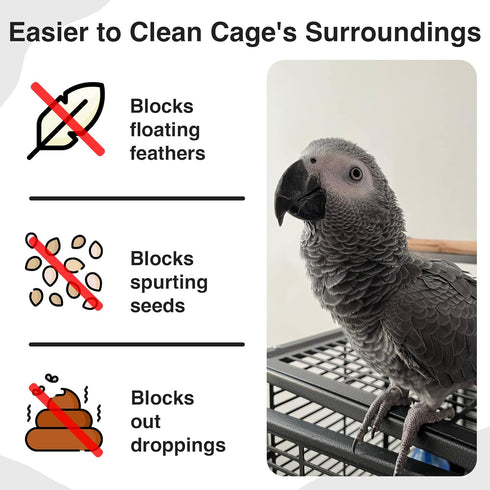 Bird Cage Seed Catcher Skirt, Nylon Mesh Liners for Large Cages, Elastic Easy Cleaning Cover (Black 59-79 inch)