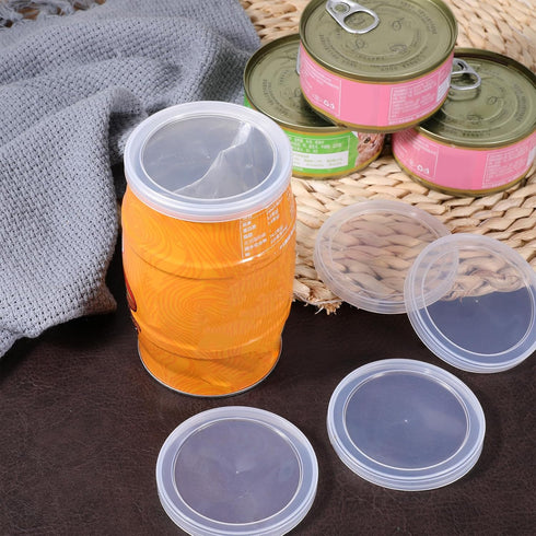 Ajcotahm 8 75 mm PCS Dog Food Can Covers Lids, Reusable Pet Food Can Covers, Plastic Transparent Tight Seal Lids