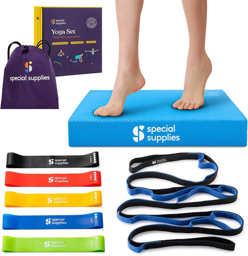 SPECIAL SUPPLIES Exercise Balance Pad, Yoga Strap & Resistance Bands for Fitness, Stretching, and Physical Therapy