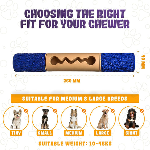 Interactive Durable Dog Chew Toys for Aggressive Small Medium Large Dogs - Indestructible Blue & Beige Stick Toy