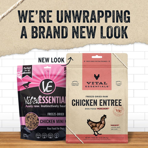 Vital Essentials Freeze Dried Raw Dog Food, Chicken Mini Nibs Entree, 14 oz