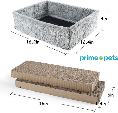 PrimePets Cat Scratcher Lounge - 2 in 1 Reversible Cat Scratching Pad Box Bed with Catnip Included