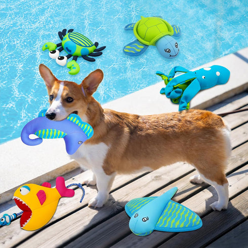 Dog Pool Toys, Floating Squeaky Water Toys for Small and Medium Dogs, Interactive Outdoor Beach Toys - Turtle