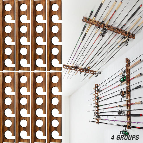 Ghosthorn Fishing Pole Rod Racks, Holds Up to 12 Rods, Wall or Ceiling Mounted Fishing Gear Organizer for Garage Storage