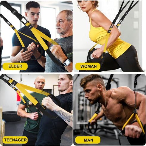 Home Resistance Training Kit, Full-Body Workout with Suspension Trainer Straps, Door Anchor, Handles, Carrying Bag