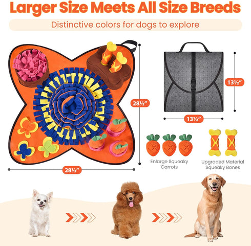 32''X20'' 32"x20") Snuffle Mat for Dogs for Large Dogs with Dog Leash, Nosework Interactive Sniffing Mat for Cats